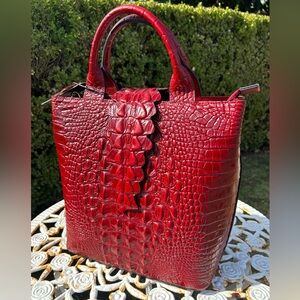 NWT Pijushi Designer Crocodile Leather Top Handles Shoulder Bag